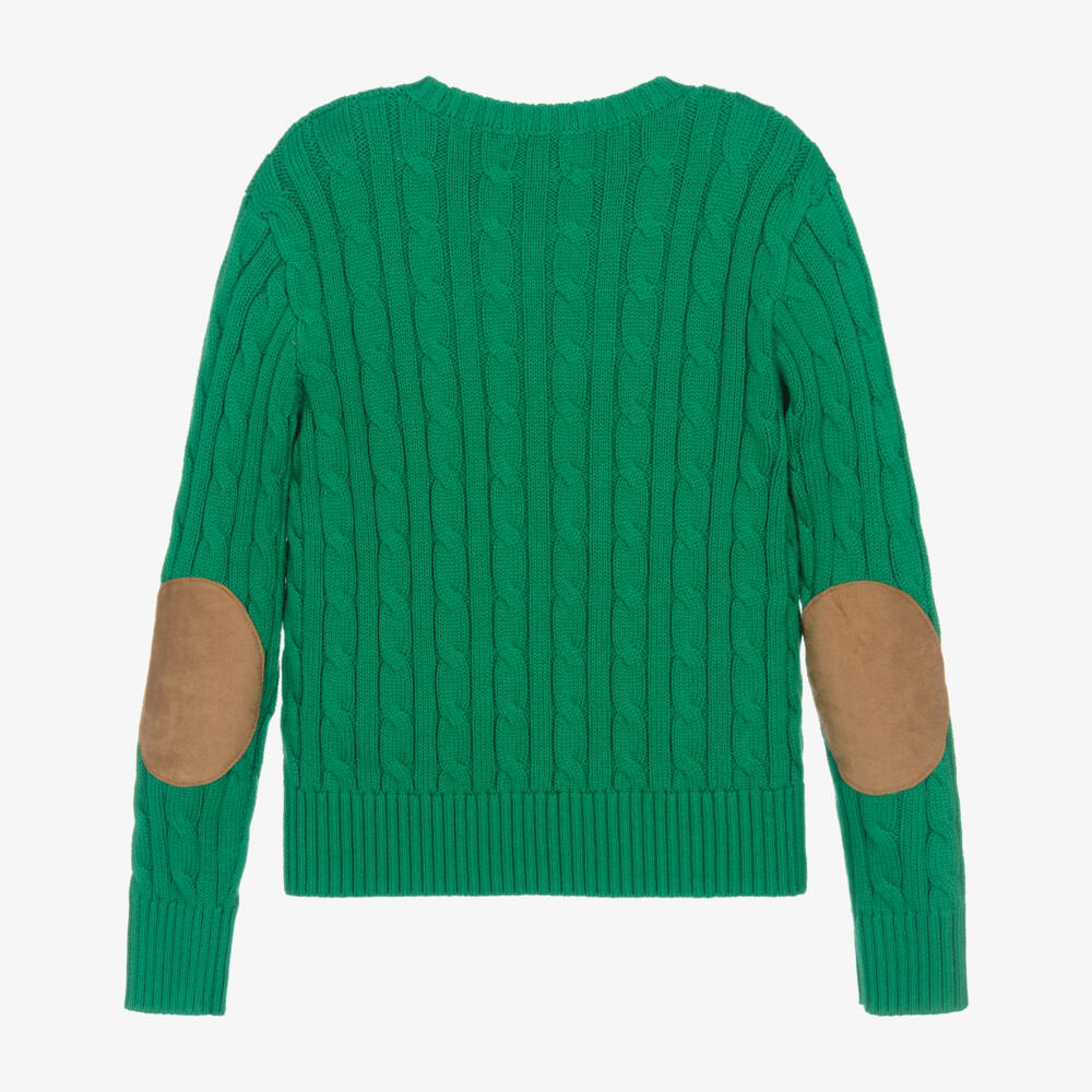 Ralph Lauren-Girls Bright Green Cable Knit Sweater | Childrensalon