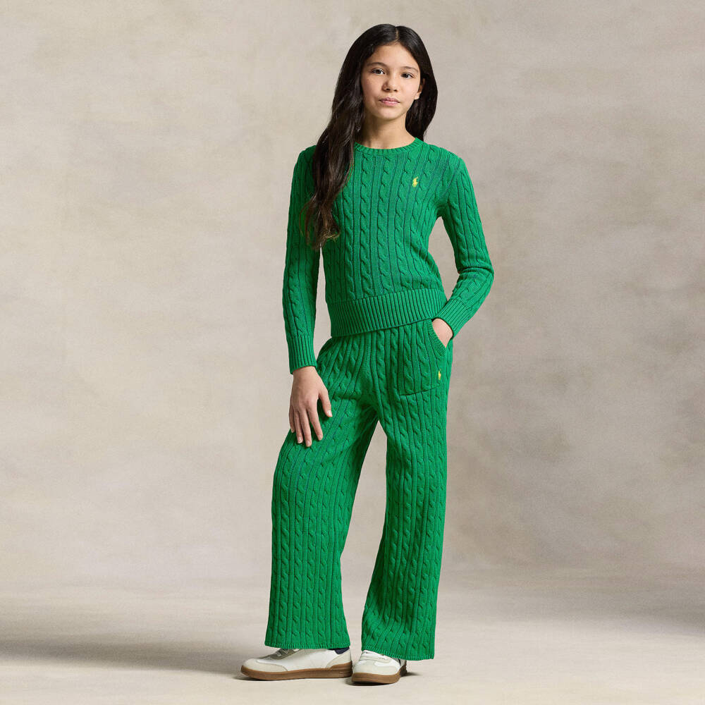 Ralph Lauren-Брюки широкие вязкой косичкой для девочек | Childrensalon