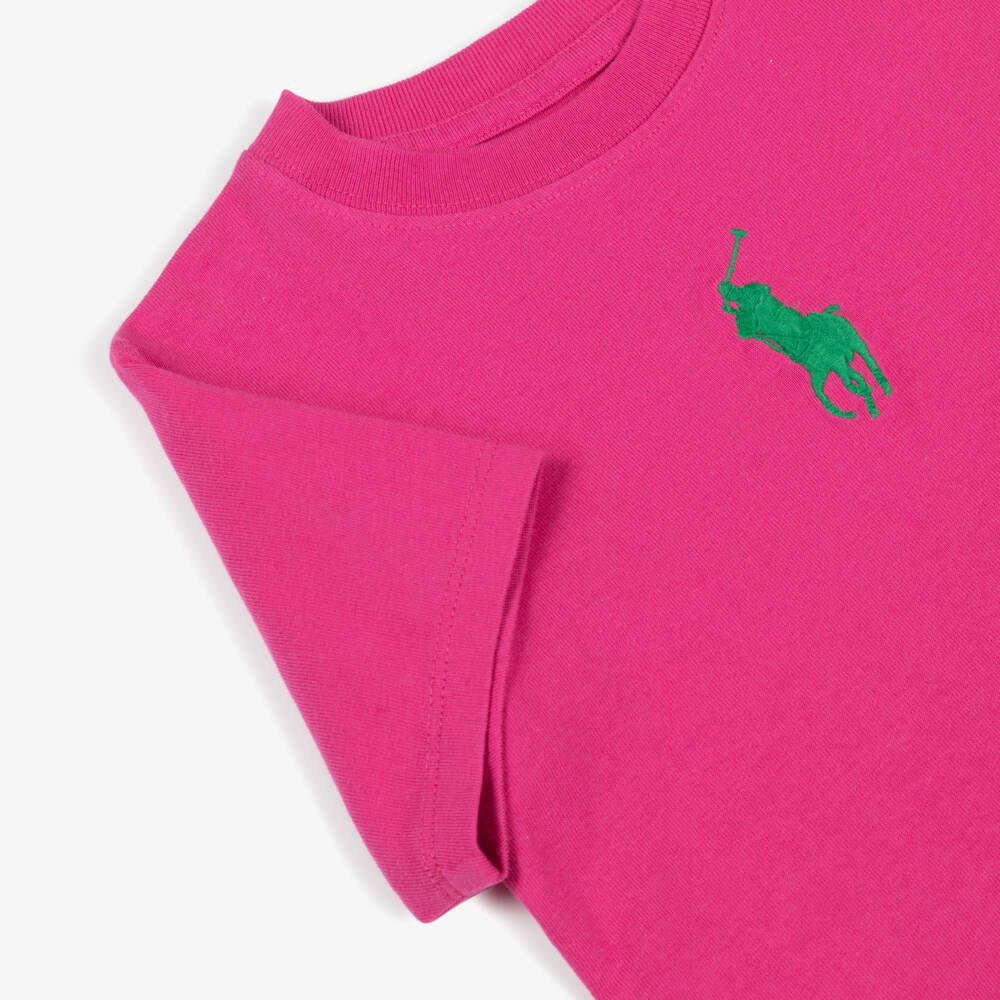 Ralph Lauren-تيشيرت قطن لون زهري فاتح للبنات | Childrensalon