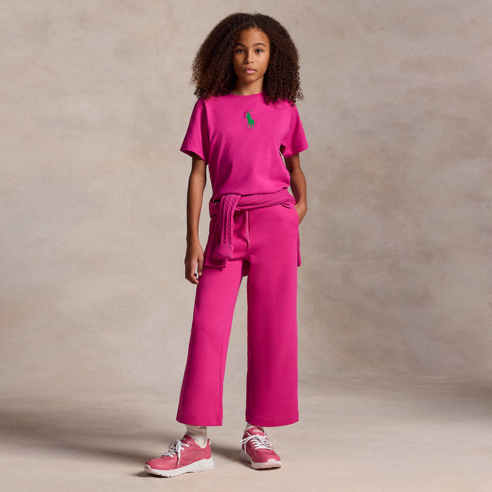 Ralph Lauren-بنطلون رياضي بشعار المهر لون زهري فاتح للبنات | Childrensalon