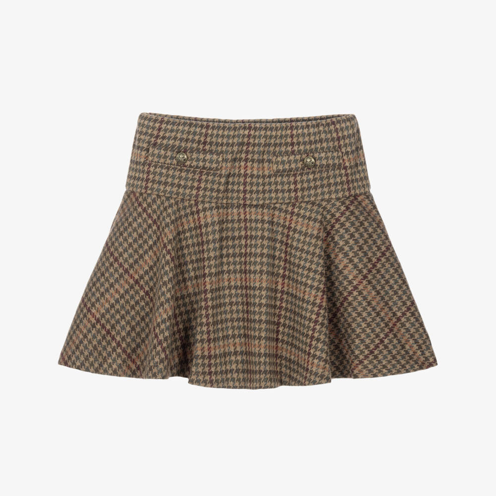 Ralph Lauren-Girls Brown Houndstooth Check Skort | Childrensalon