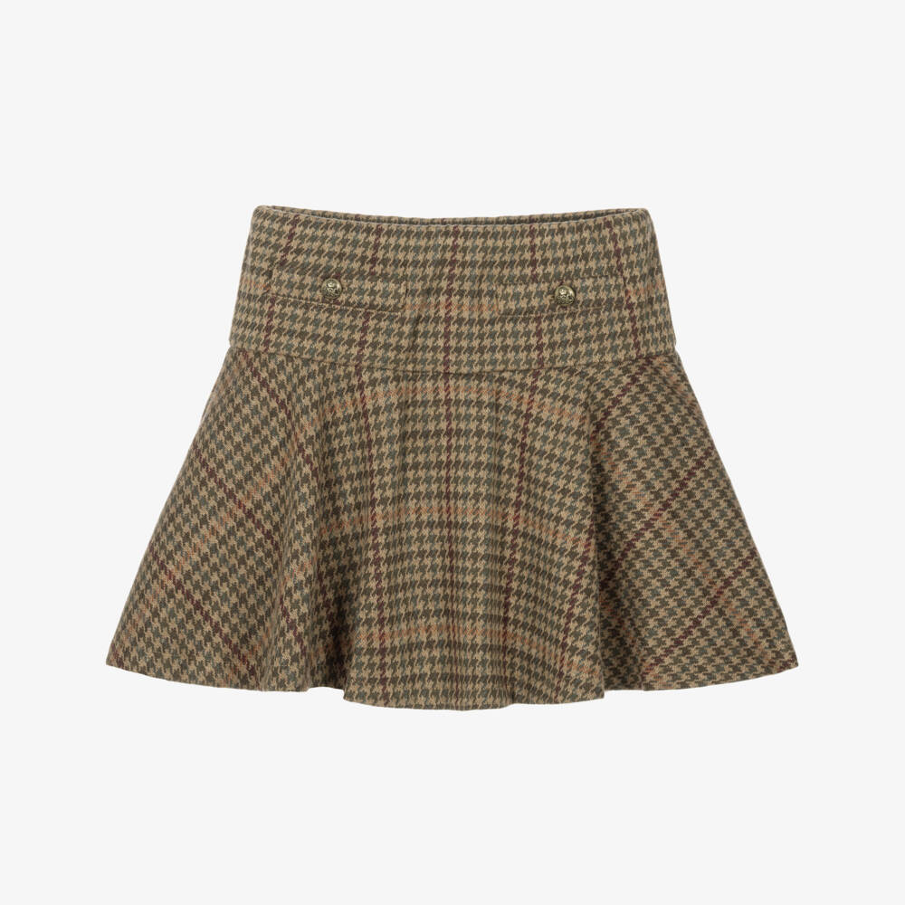 Ralph Lauren-Girls Brown Houndstooth Check Skort | Childrensalon