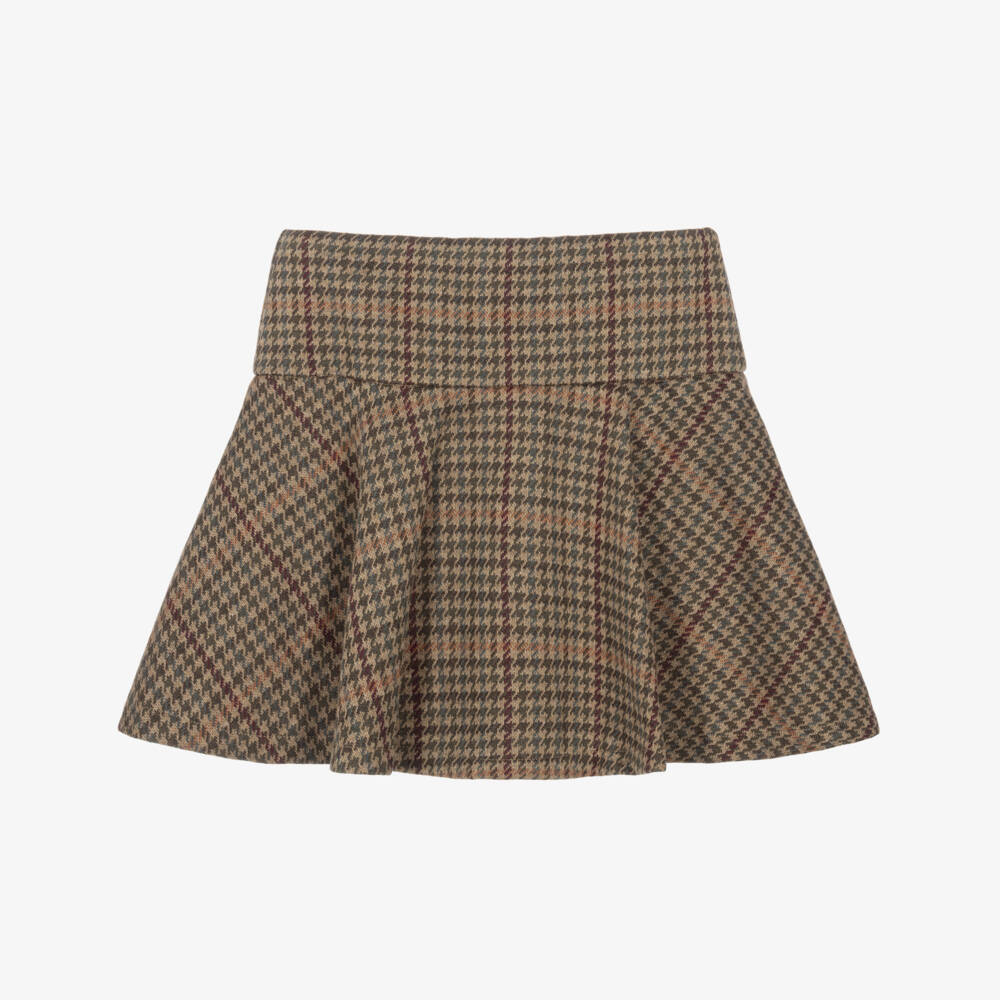 Ralph Lauren-Girls Brown Houndstooth Check Skort | Childrensalon