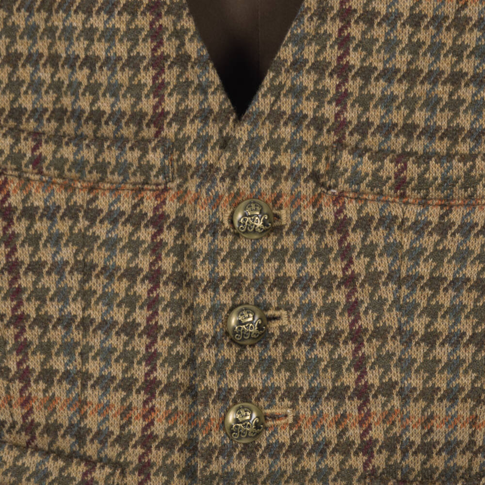 Ralph Lauren-Girls Brown Houndstooth Check Waistcoat | Childrensalon