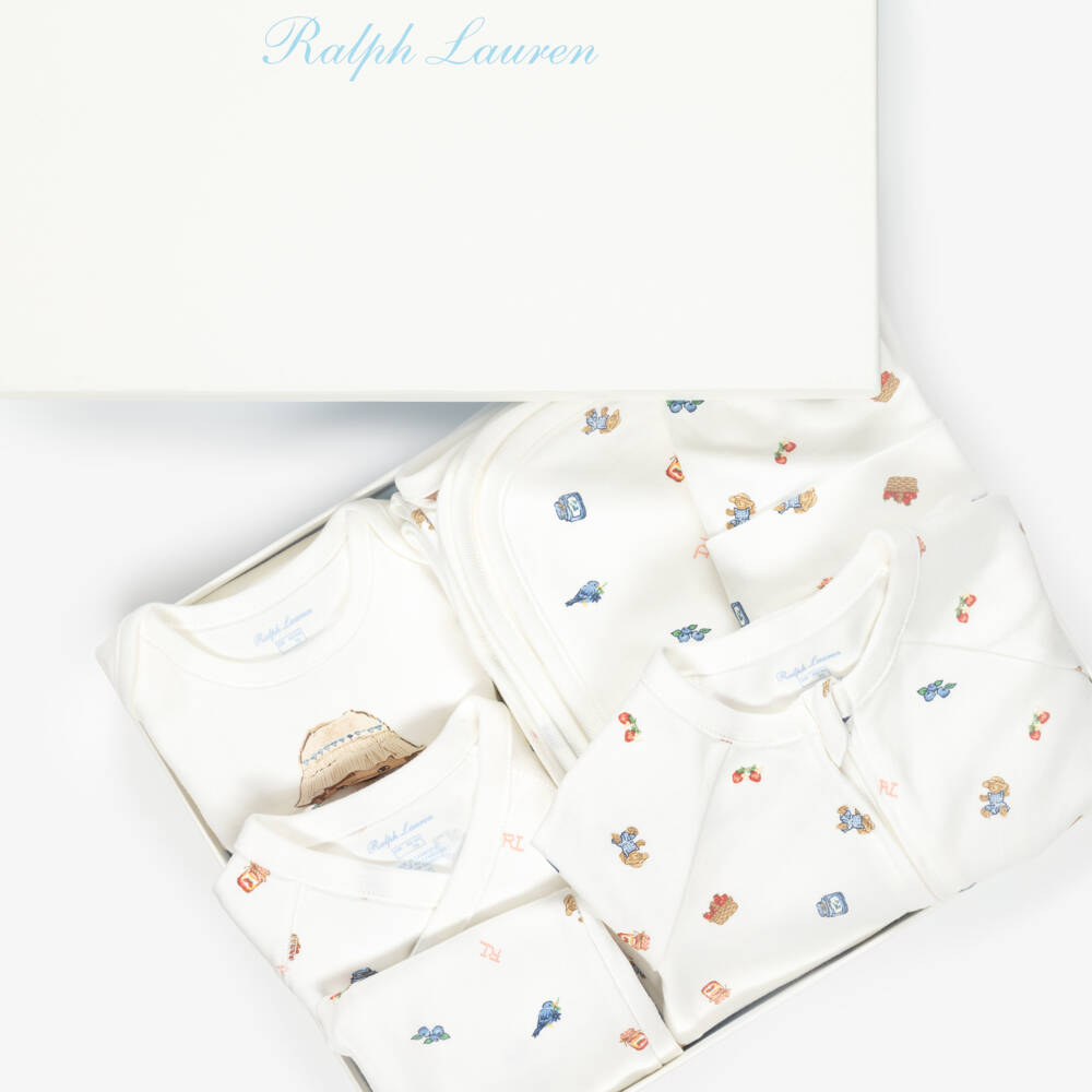 Ralph Lauren-Girls Cotton Babysuit Set with Polo Bears & Berry Prints | Childrensalon