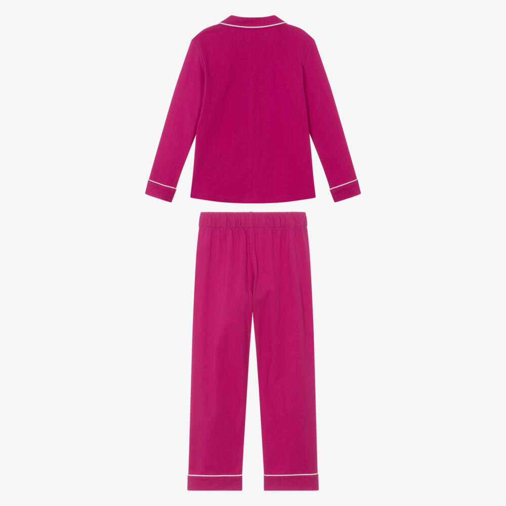 Ralph Lauren-Girls Fuchsia Pink Cotton Jersey Pyjamas | Childrensalon