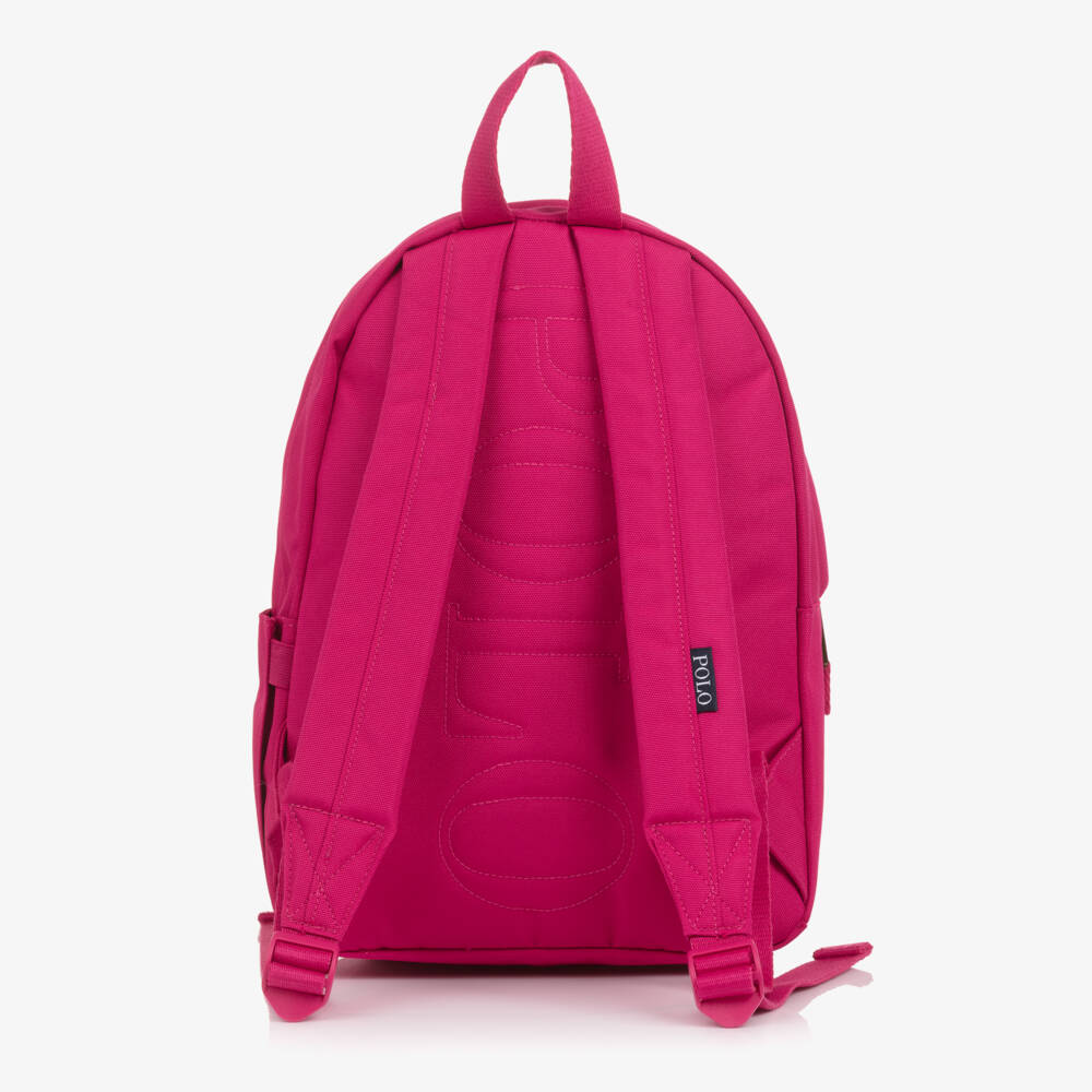 Ralph Lauren-Girls Fuchsia Pink Pony Logo Backpack (36cm) | Childrensalon