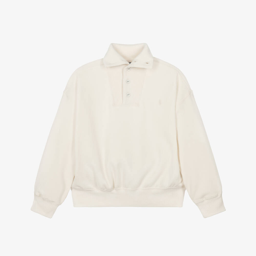 Ralph Lauren-Girls Funnel Neck Sweatshirt in Cream | Childrensalon