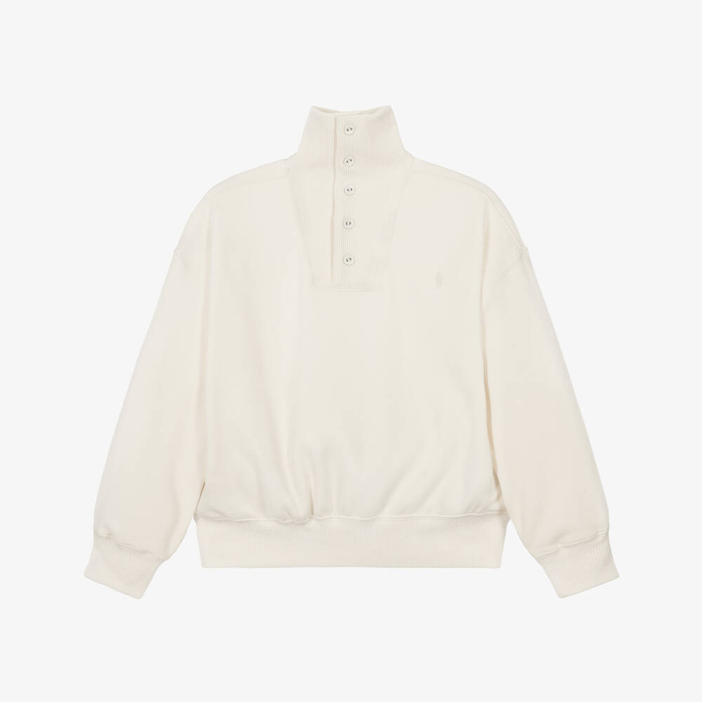 Ralph Lauren-Girls Funnel Neck Sweatshirt in Cream | Childrensalon