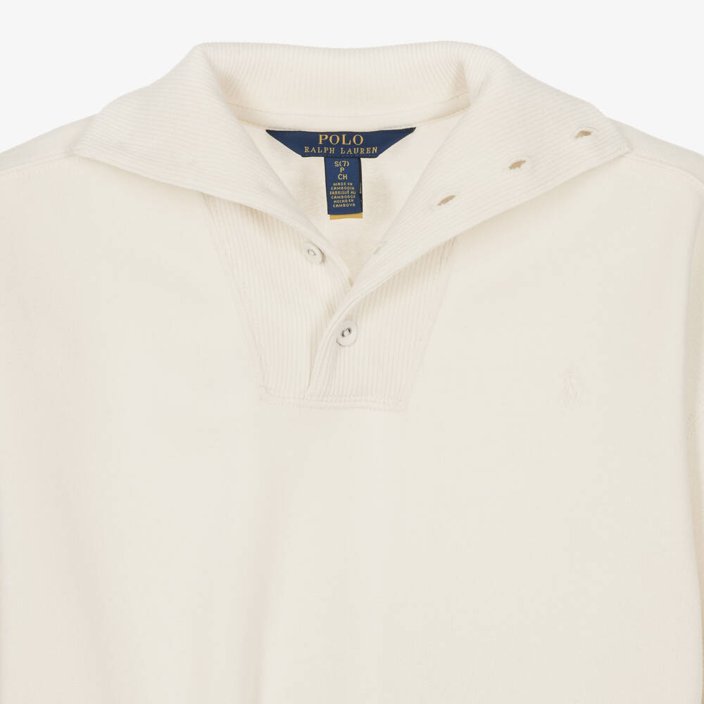 Ralph Lauren-Girls Funnel Neck Sweatshirt in Cream | Childrensalon