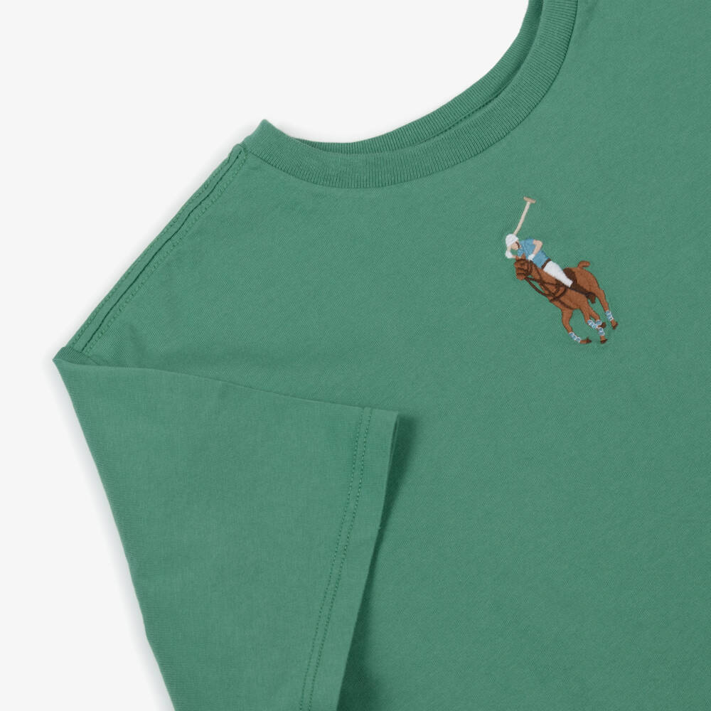 Ralph Lauren-Футболка зеленая хлопковая свободного кроя для девочек | Childrensalon