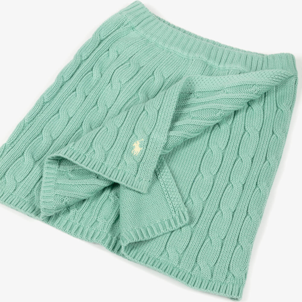 Ralph Lauren-Girls Green Cotton Cable Knit Skirt Set | Childrensalon