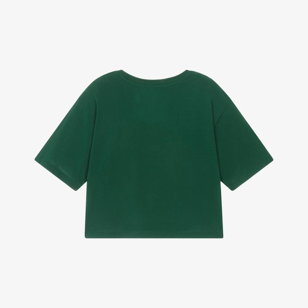 Ralph Lauren-Girls Green Cotton Crest Logo Boxy T-Shirt  | Childrensalon