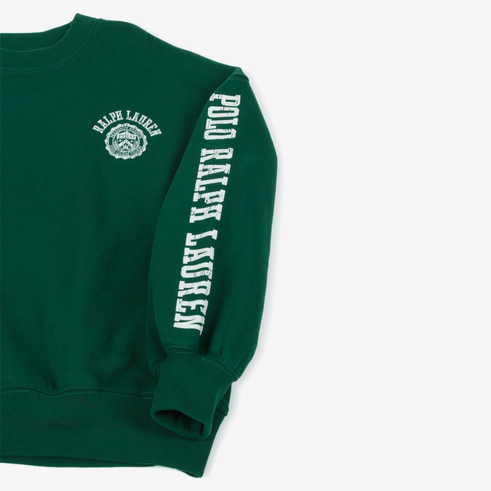 Ralph Lauren-Cвитшот зеленый с гербом для девочек | Childrensalon