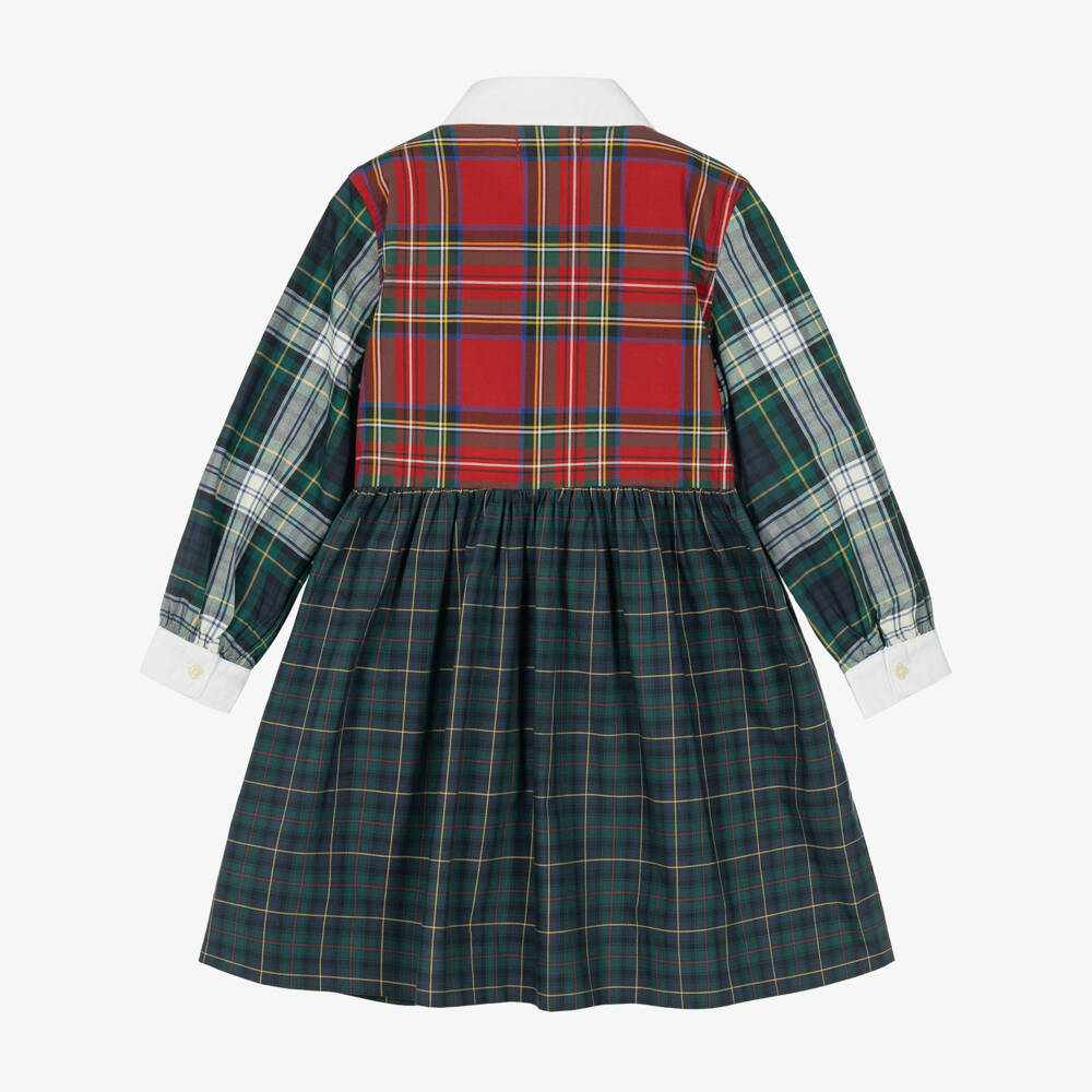 Ralph Lauren-Girls Green & Red Fun Tartan Shirtdress | Childrensalon