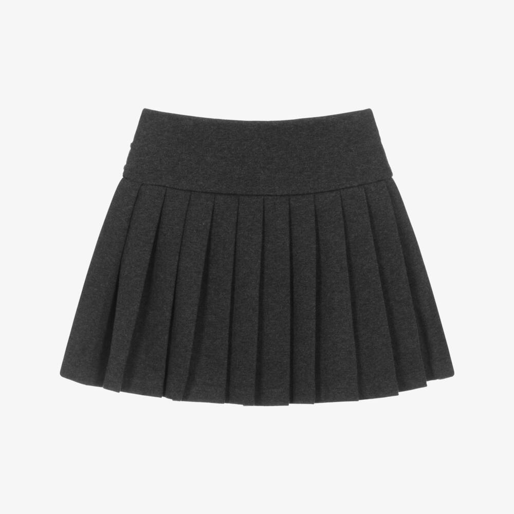 Ralph Lauren-Girls Grey Pleated Cotton Jersey Skirt | Childrensalon