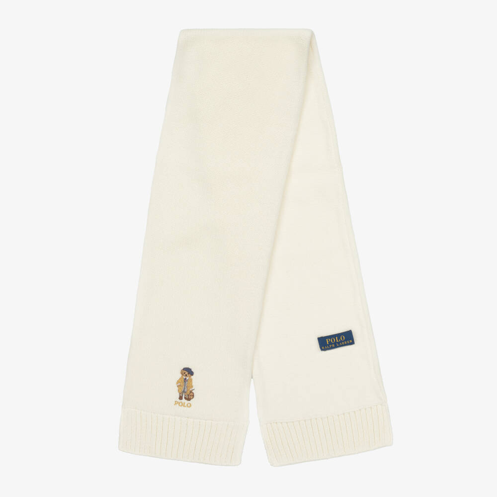Ralph Lauren-Girls Ivory Bear Scarf | Childrensalon