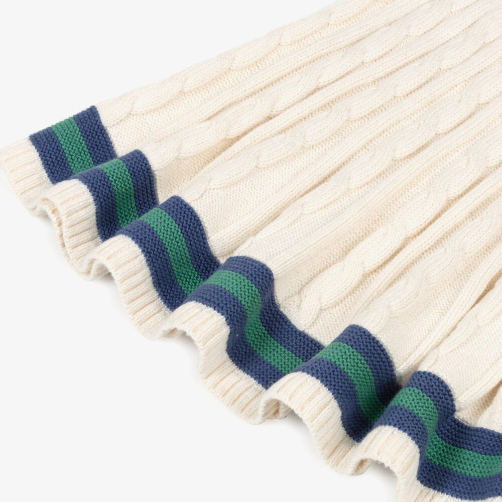 Ralph Lauren-Girls Ivory Cable Knit Cotton Skirt Set | Childrensalon