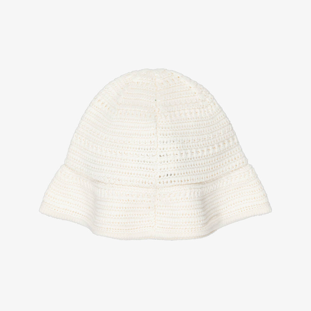 Ralph Lauren-Girls Ivory Cotton Crochet Bucket Hat | Childrensalon