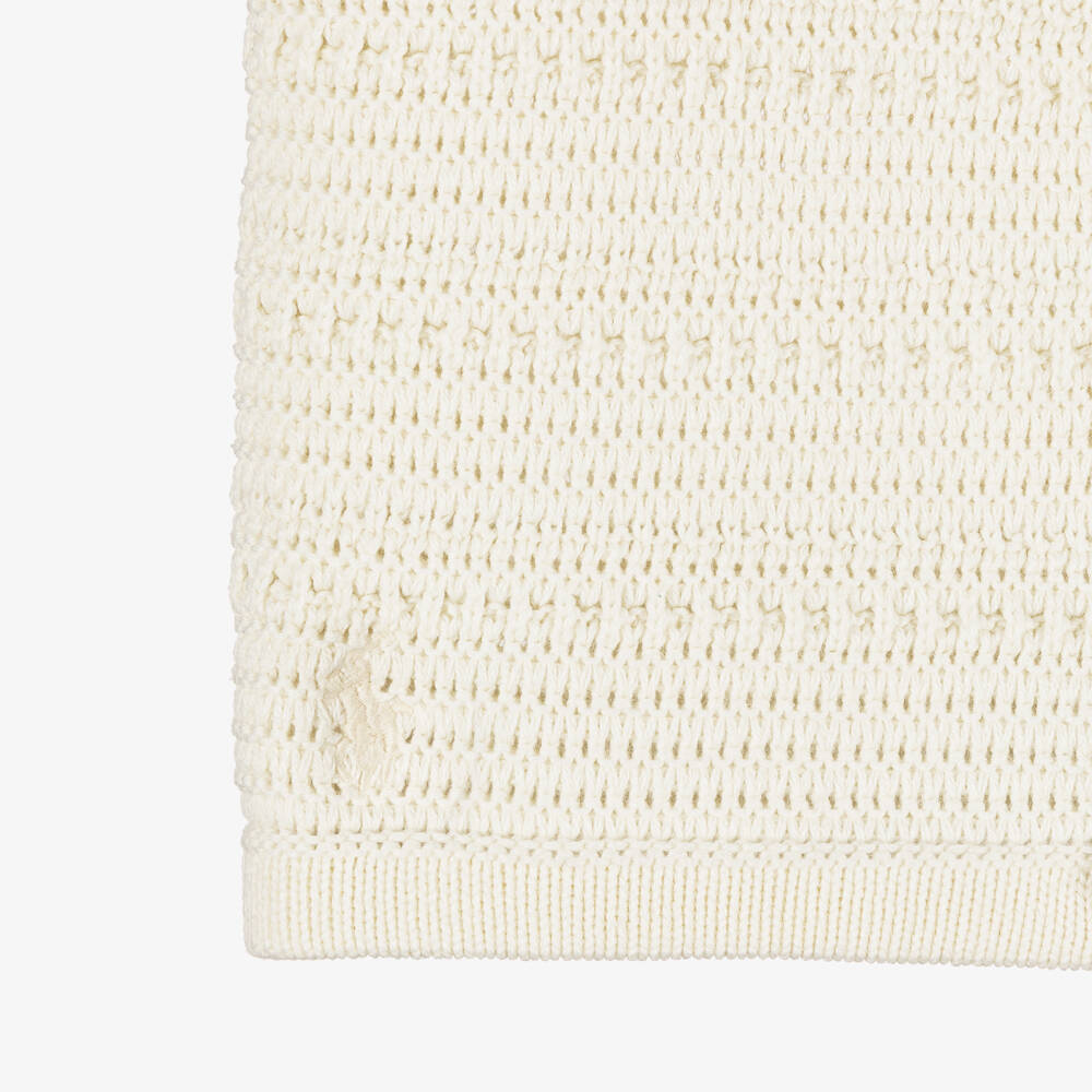 Ralph Lauren-Girls Ivory Cotton Crochet Trouser Set | Childrensalon