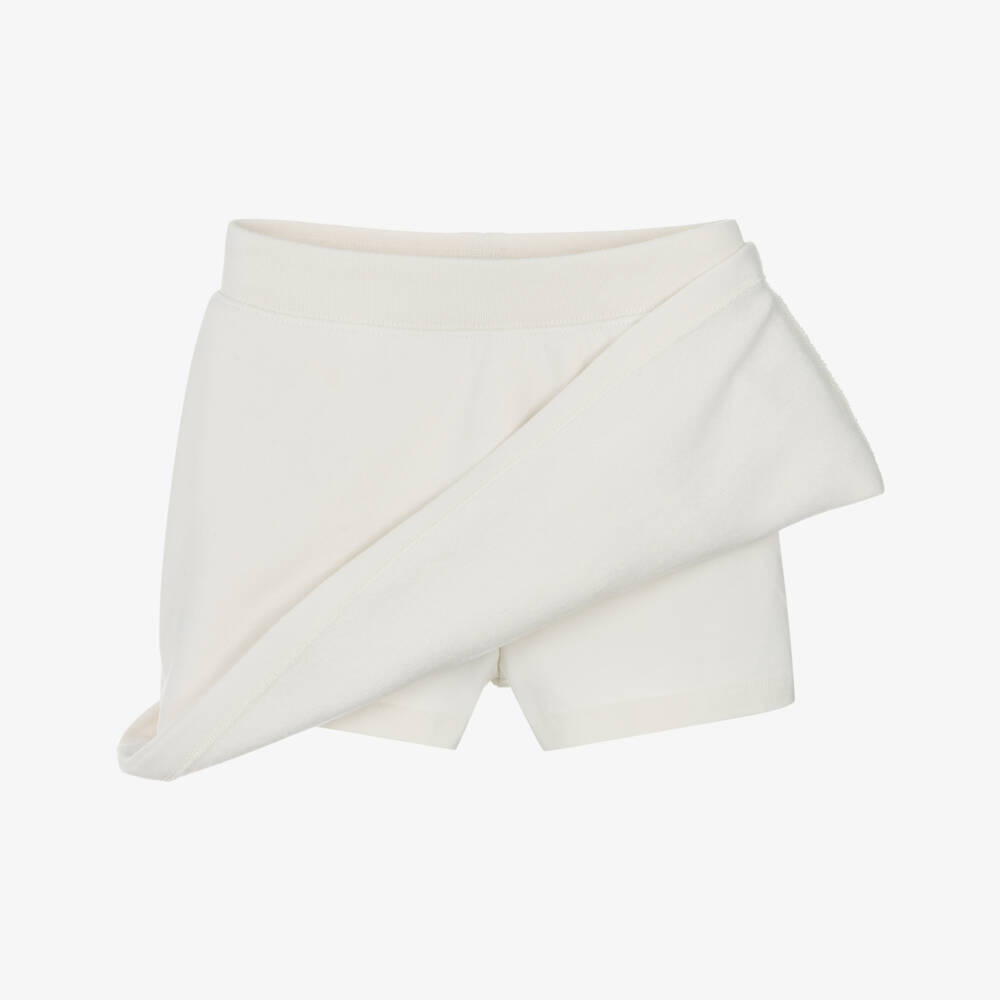 Ralph Lauren-Girls Ivory Cotton Jersey Skort with Pony Logo | Childrensalon