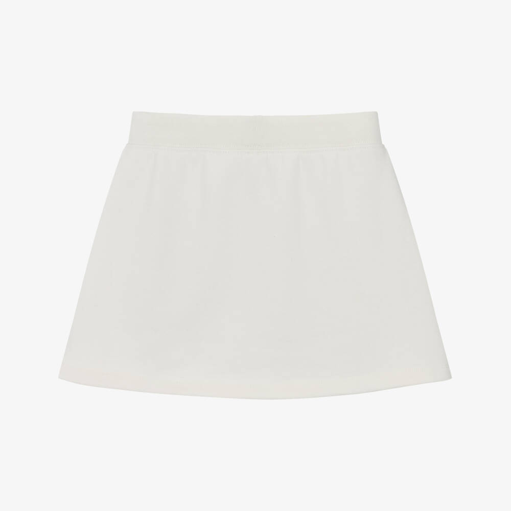 Ralph Lauren-Girls Ivory Cotton Jersey Skort with Pony Logo | Childrensalon