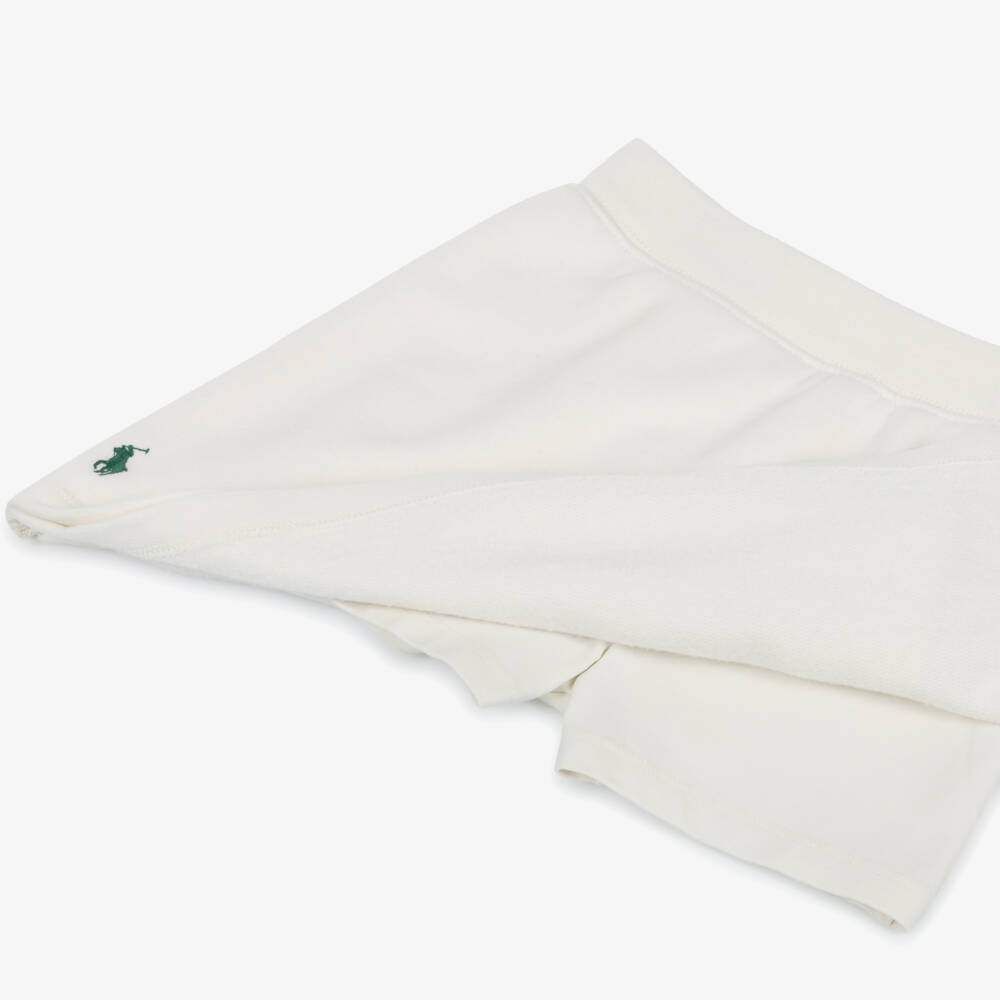 Ralph Lauren-Girls Ivory Cotton Jersey Skort with Pony Logo | Childrensalon