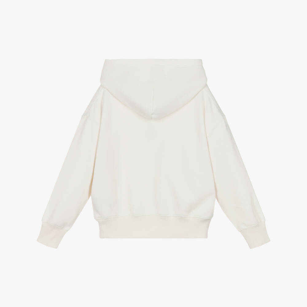 Ralph Lauren-Girls Ivory Cotton Polo Bear Hoodie | Childrensalon