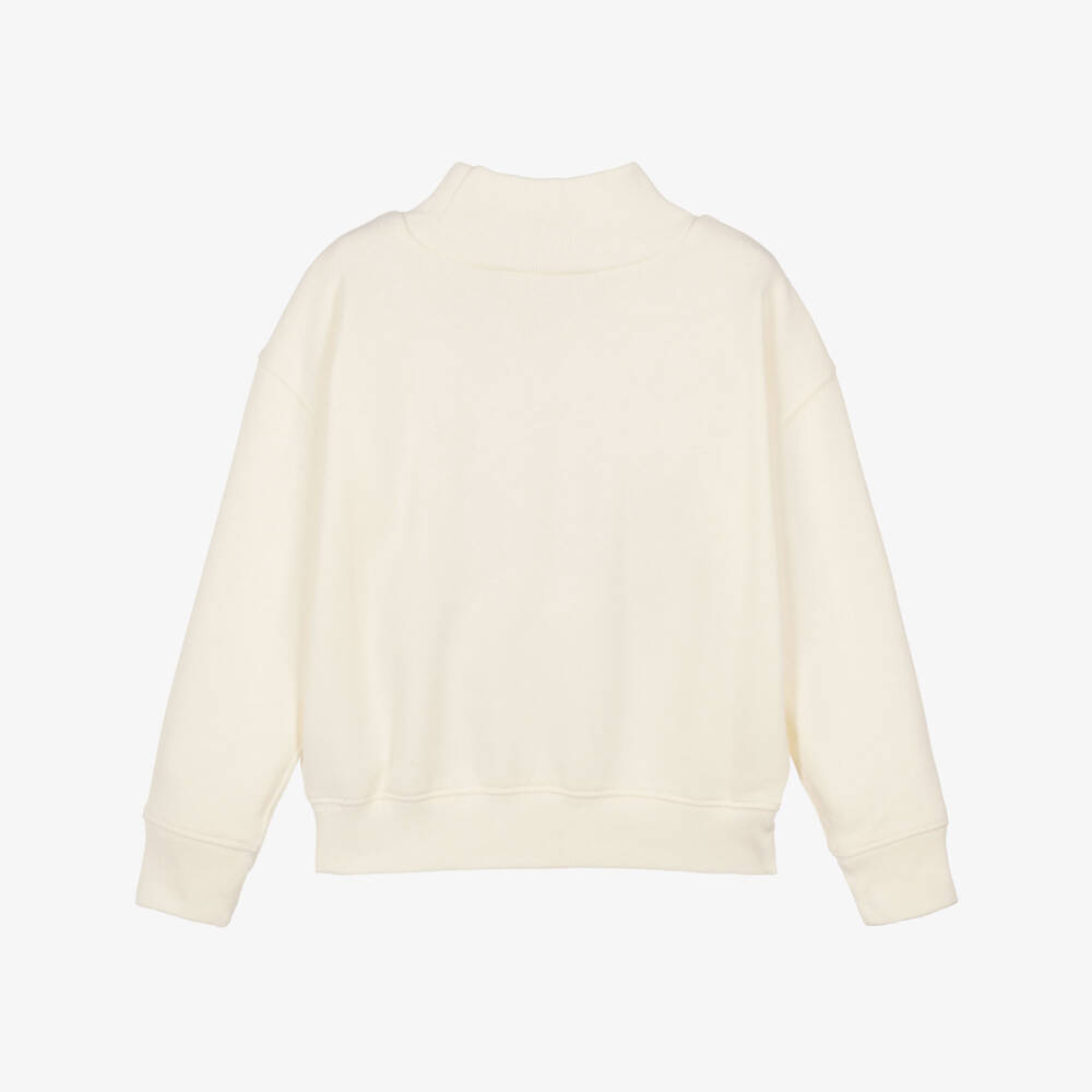 Ralph Lauren-Girls Ivory Equestrian Polo Bear Sweatshirt | Childrensalon