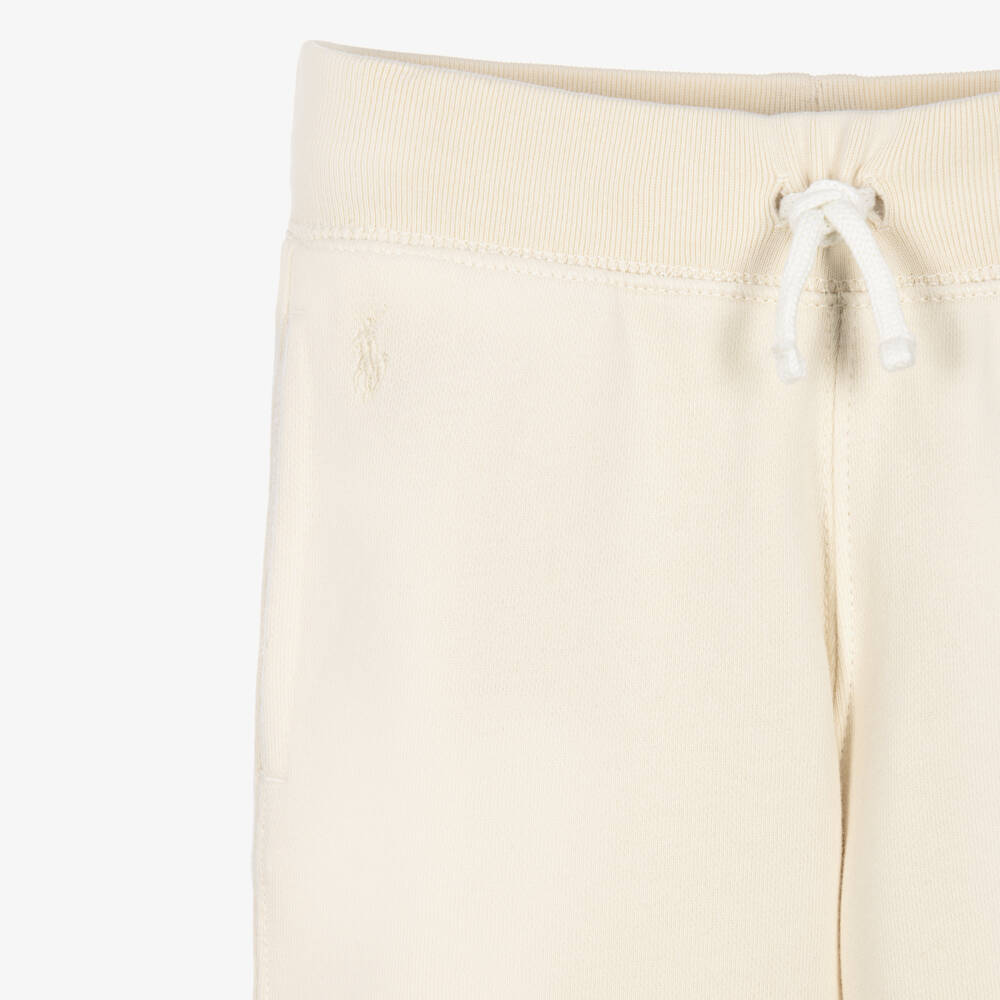 Ralph Lauren-Girls Ivory Wide Leg Jersey Joggers | Childrensalon