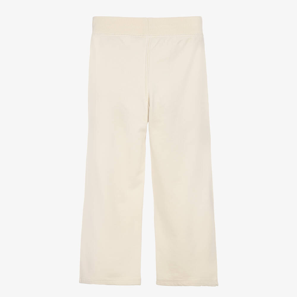 Ralph Lauren-Girls Ivory Wide Leg Jersey Joggers | Childrensalon