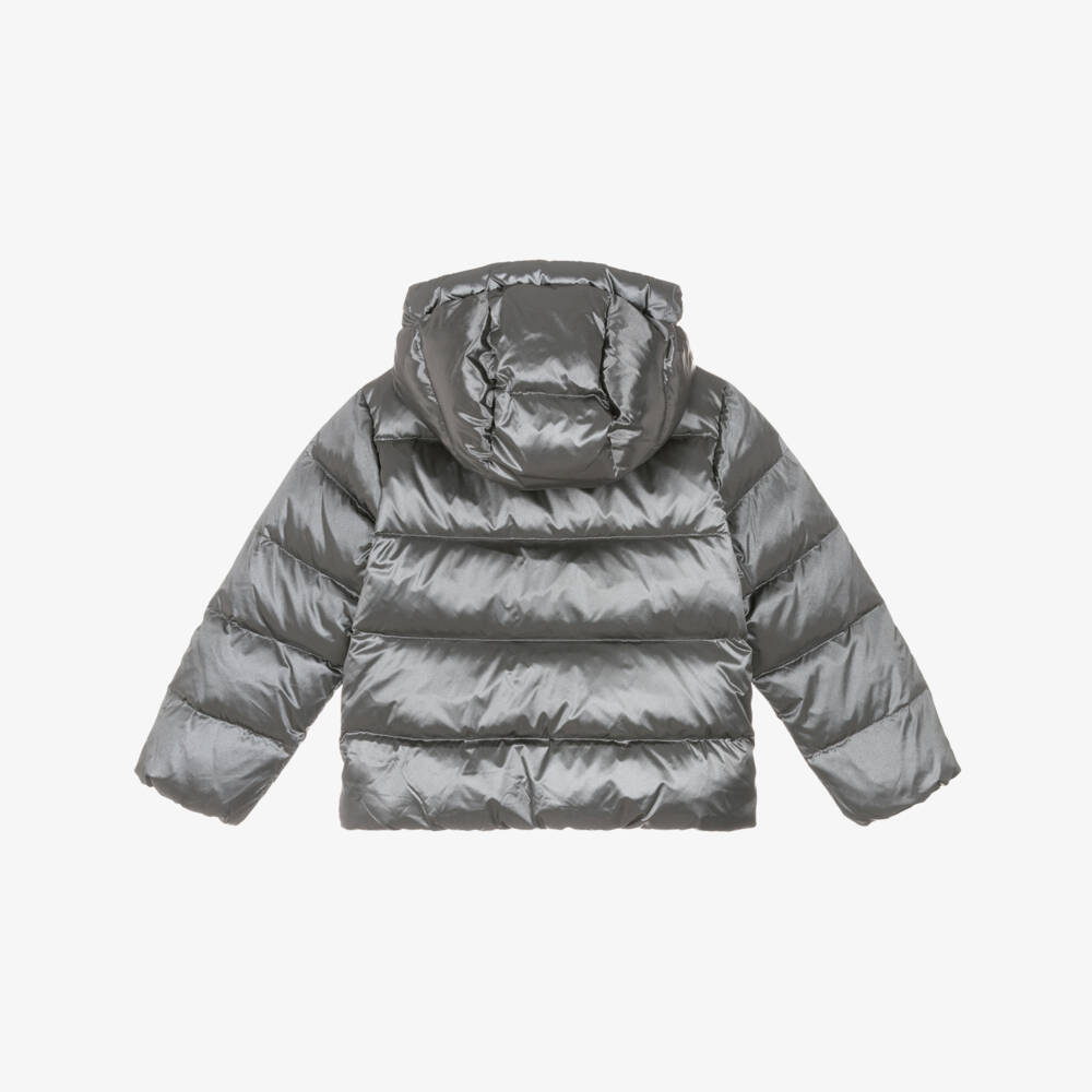 Ralph Lauren-Girls Metallic Grey Down Puffer Jacket | Childrensalon