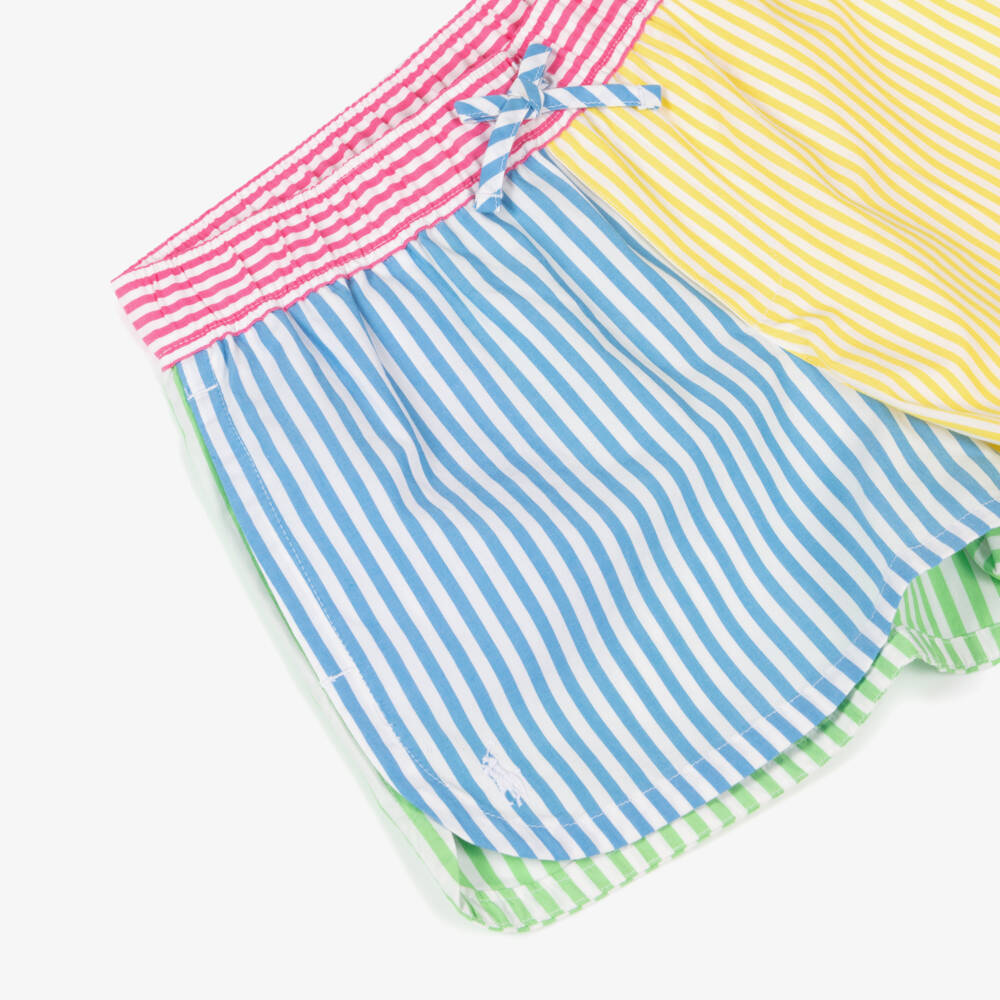 Ralph Lauren-Girls Multicoloured Stripe Shorts | Childrensalon