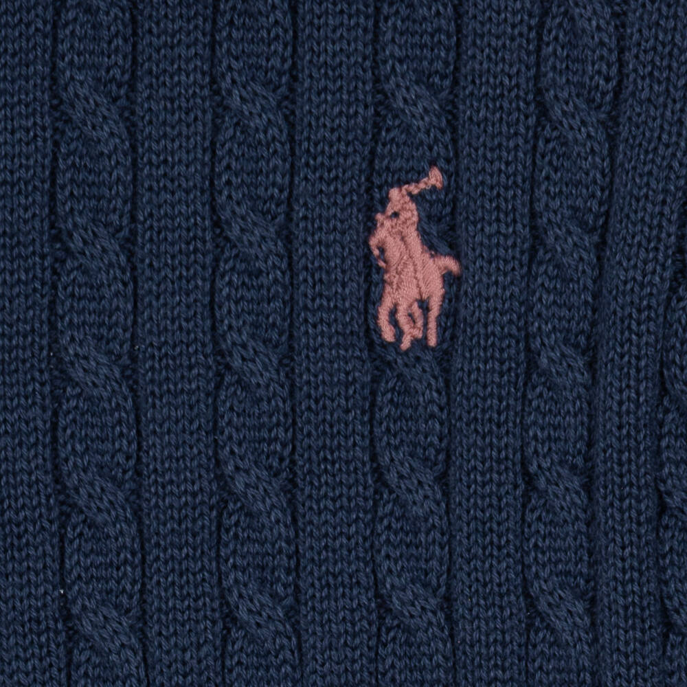 Ralph Lauren-Girls Navy Blue Cable Knit Skirt Set | Childrensalon