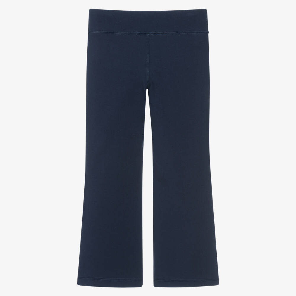 Ralph Lauren-Girls Navy Blue Cotton Flared Leggings | Childrensalon