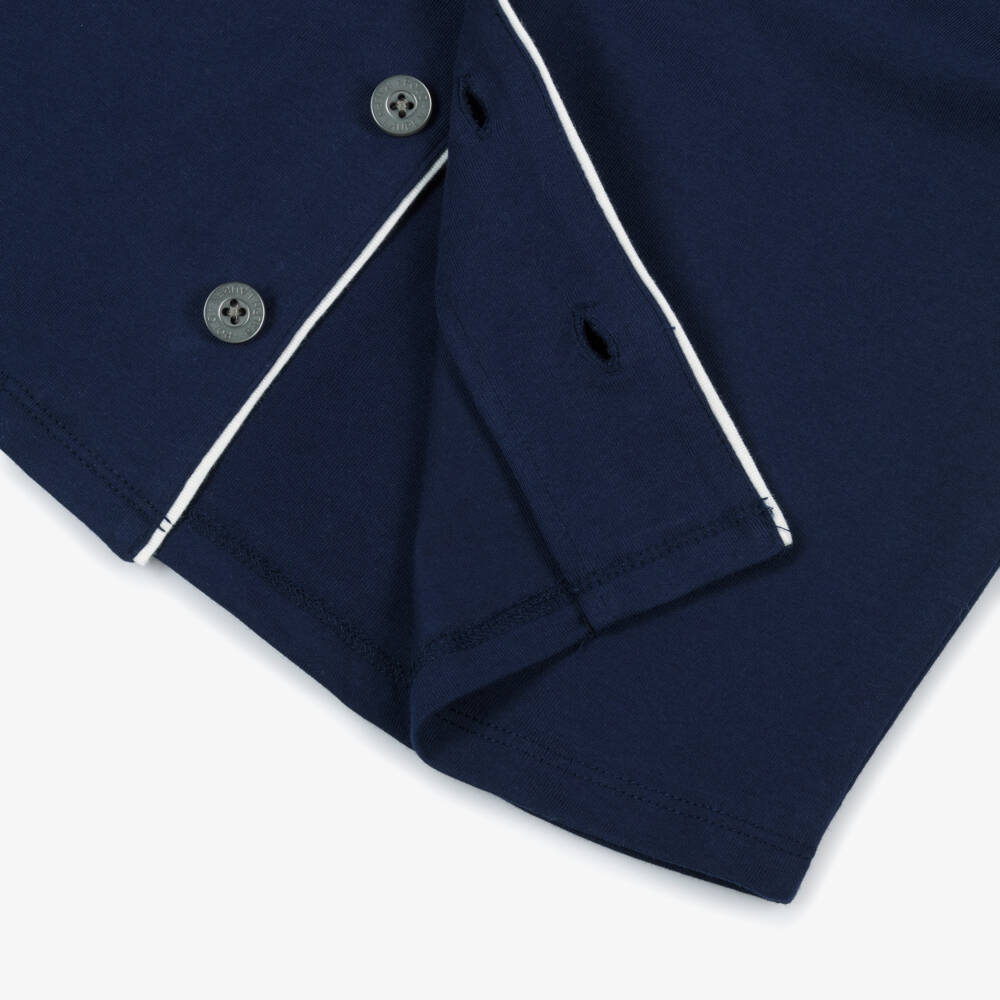Ralph Lauren-Girls Navy Blue Cotton Jersey Short Pyjamas | Childrensalon