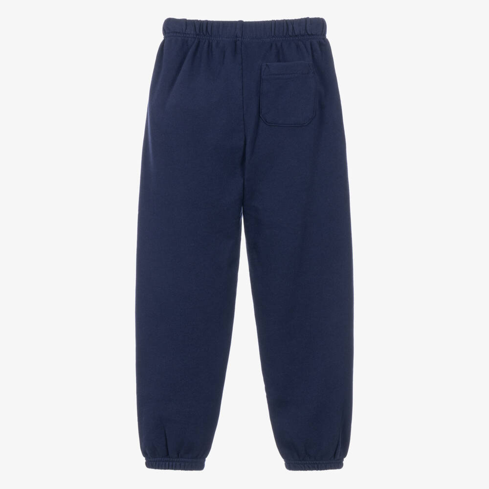 Ralph Lauren-Girls Navy Blue Joggers with Collegiate Logo | Childrensalon