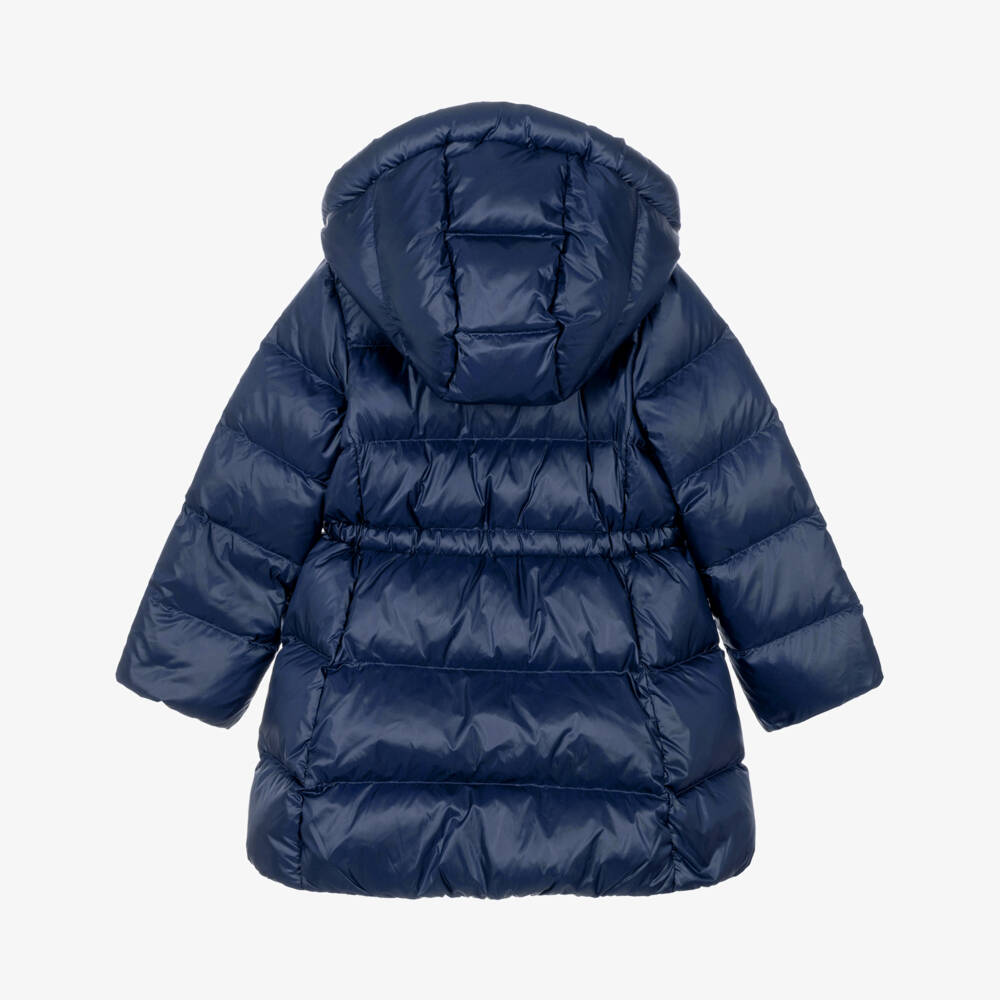 Ralph Lauren-Girls Navy Blue Water Repellent Puffer Coat | Childrensalon