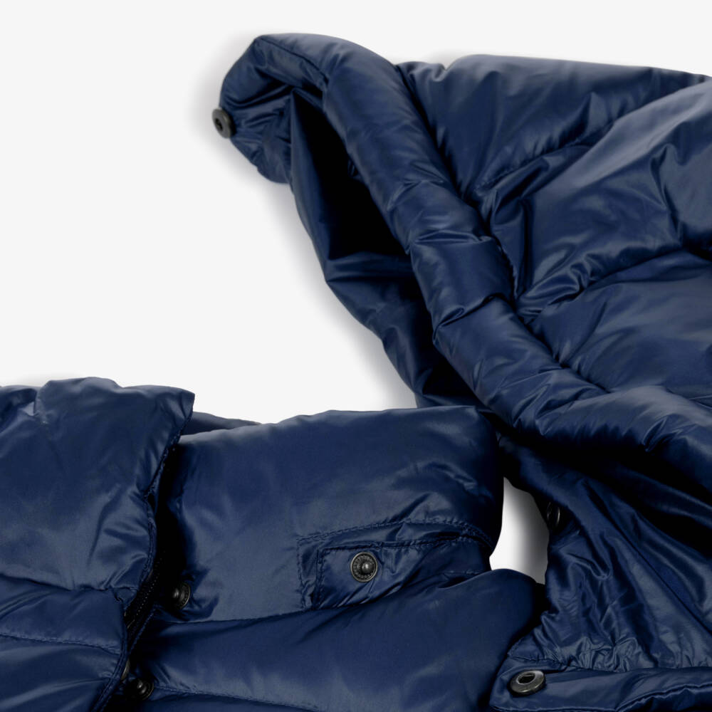 Ralph Lauren-Girls Navy Blue Water Repellent Puffer Coat | Childrensalon