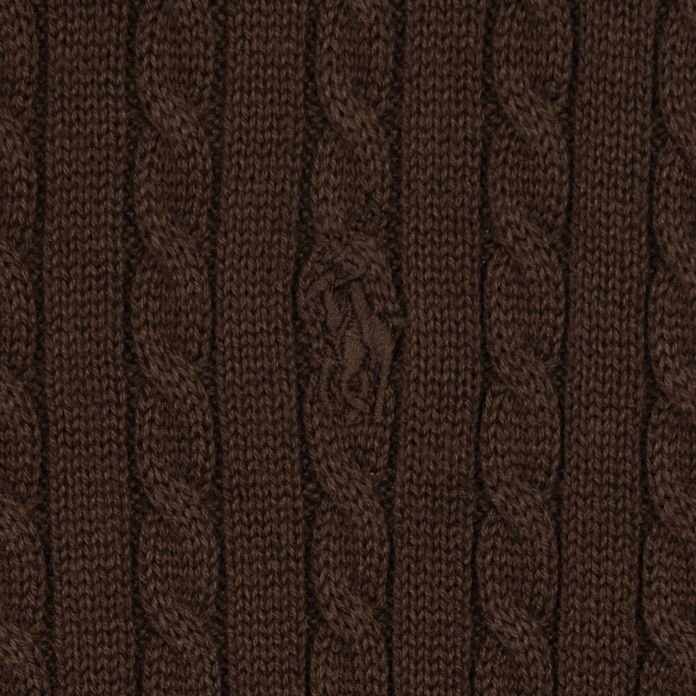 Ralph Lauren-Girls Nutmeg Brown Cable Knit Skirt Set | Childrensalon