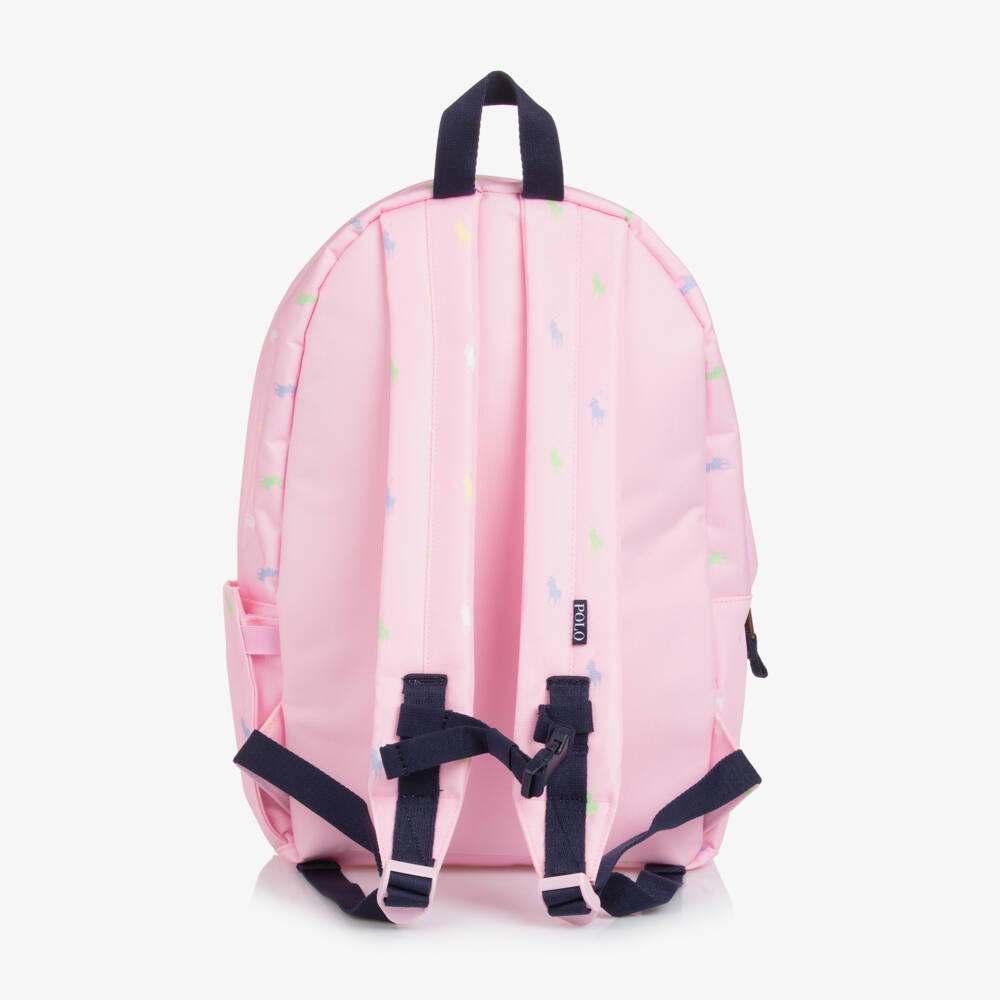 Ralph Lauren-Girls Pale Pink Canvas Pony Logo Backpack (45cm) | Childrensalon