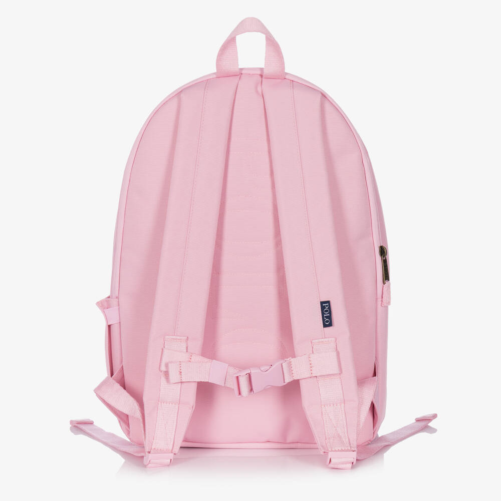 Ralph Lauren-Girls Pink Back to School Bear Backpack (45cm) | Childrensalon