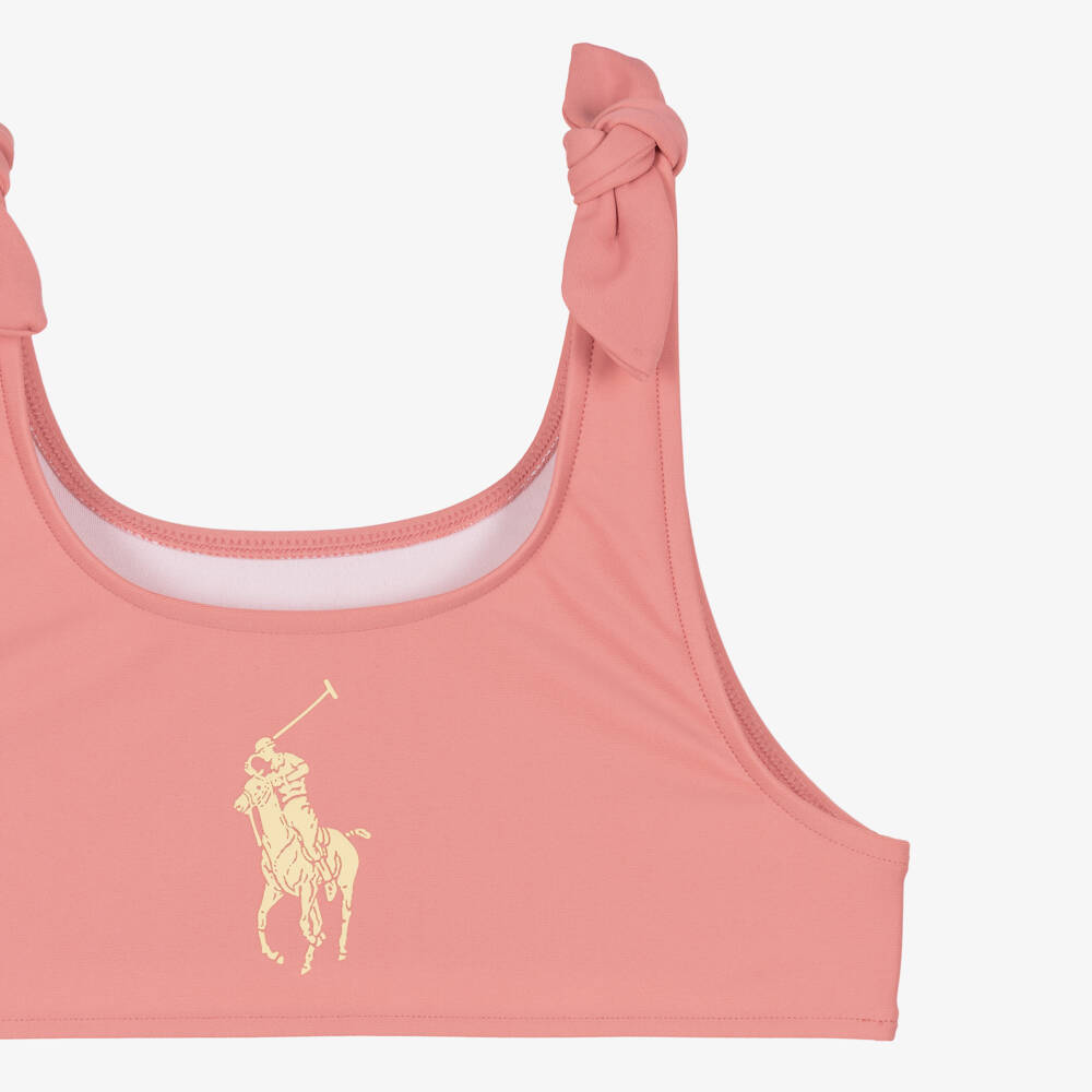 Ralph Lauren-Girls Pink Big Pony Logo Bikini | Childrensalon