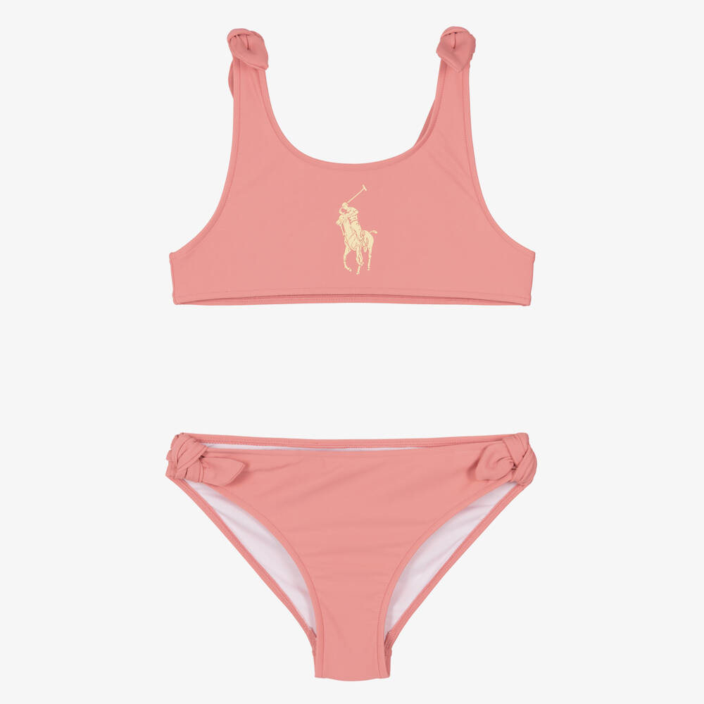 Ralph Lauren-Girls Pink Big Pony Logo Bikini | Childrensalon