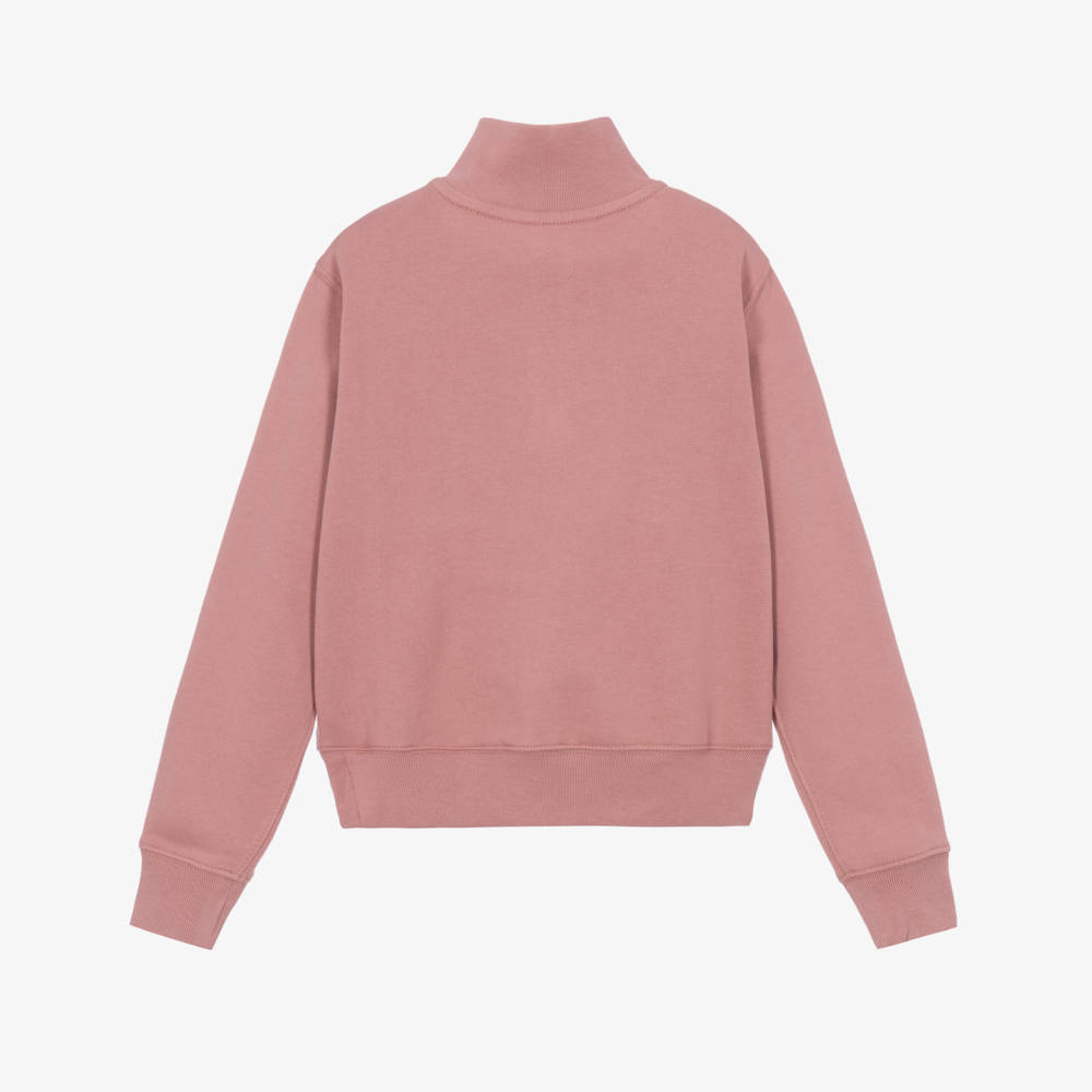 Ralph Lauren-Girls Pink Big Pony Sweatshirt with Quarter-Zip | Childrensalon