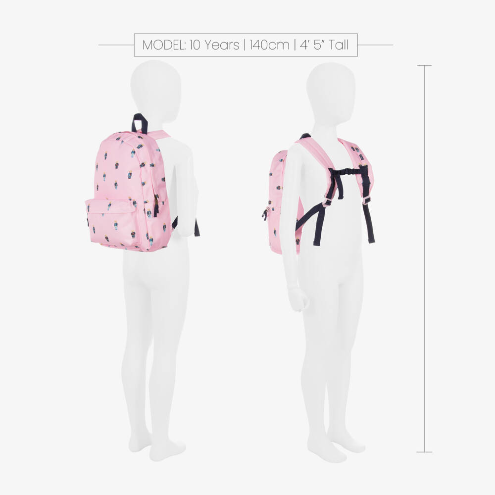 Ralph Lauren-Girls Pink Canvas Polo Bear Backpack (47cm) | Childrensalon