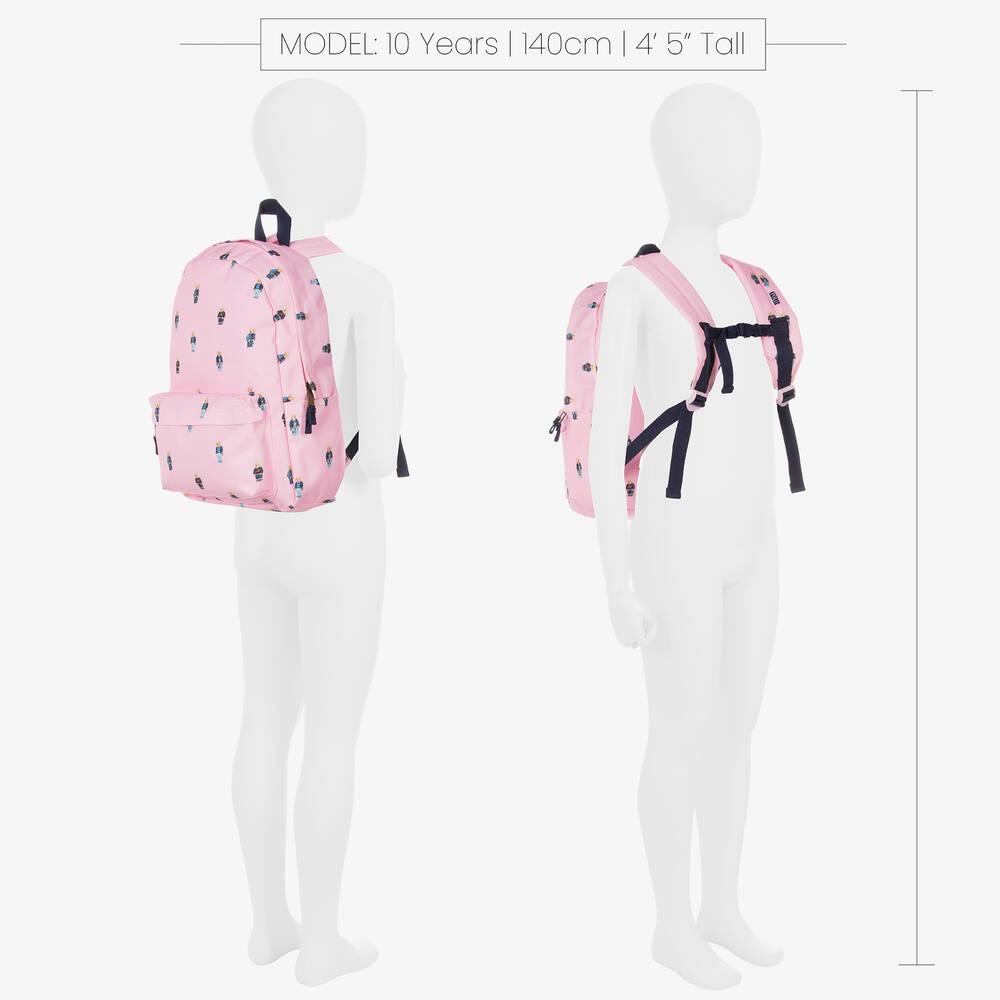 Ralph Lauren-Girls Pink Canvas Polo Bear Backpack (47cm) | Childrensalon