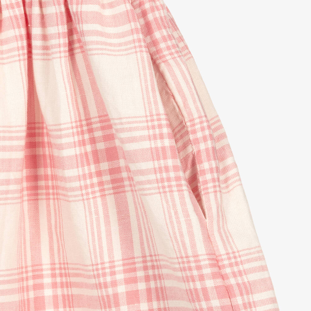 Ralph Lauren-Girls Pink Check Linen & Cotton Shirt Dress | Childrensalon