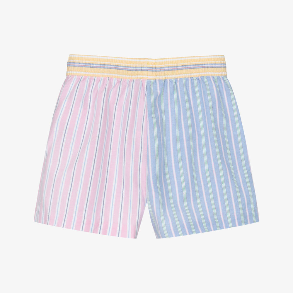 Ralph Lauren-Шорты розовые с цветоблоками из оксфордского хлопка для девочек | Childrensalon