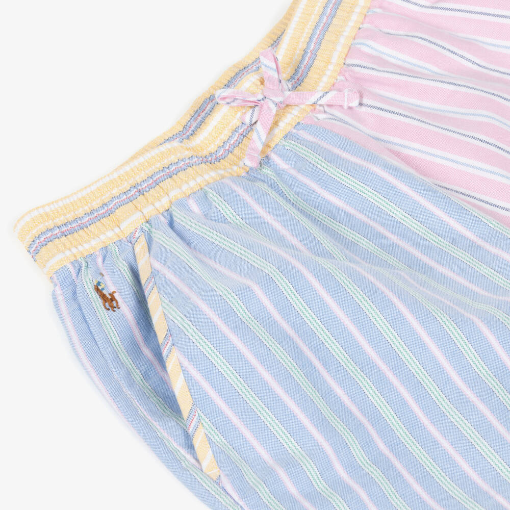 Ralph Lauren-Шорты розовые с цветоблоками из оксфордского хлопка для девочек | Childrensalon